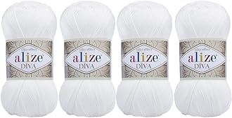 4 Balls Hand Knitting Yarn 100% Microfiber Acrylic Yarn Alize Diva Silk Effect Thread Crochet Art Lace Craft Lot of 4 skeins 400gr 1532yds (55)