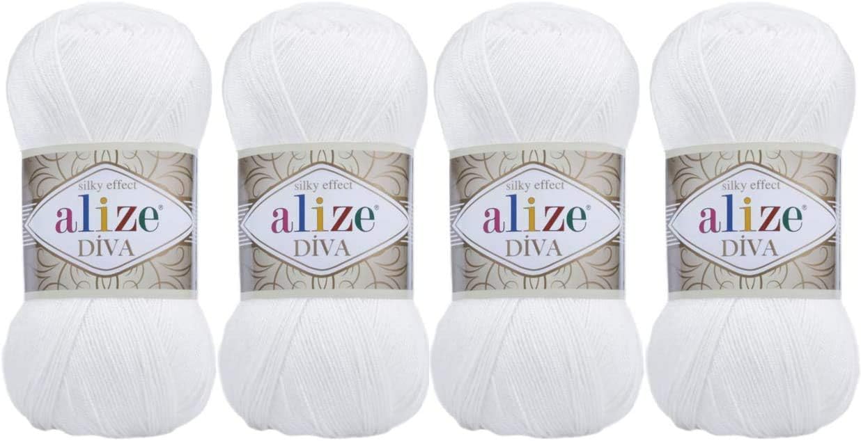 4 Balls Hand Knitting Yarn 100% Microfiber Acrylic Yarn Alize Diva Silk Effect Thread Crochet Art Lace Craft Lot of 4 skeins 400gr 1532yds (55)