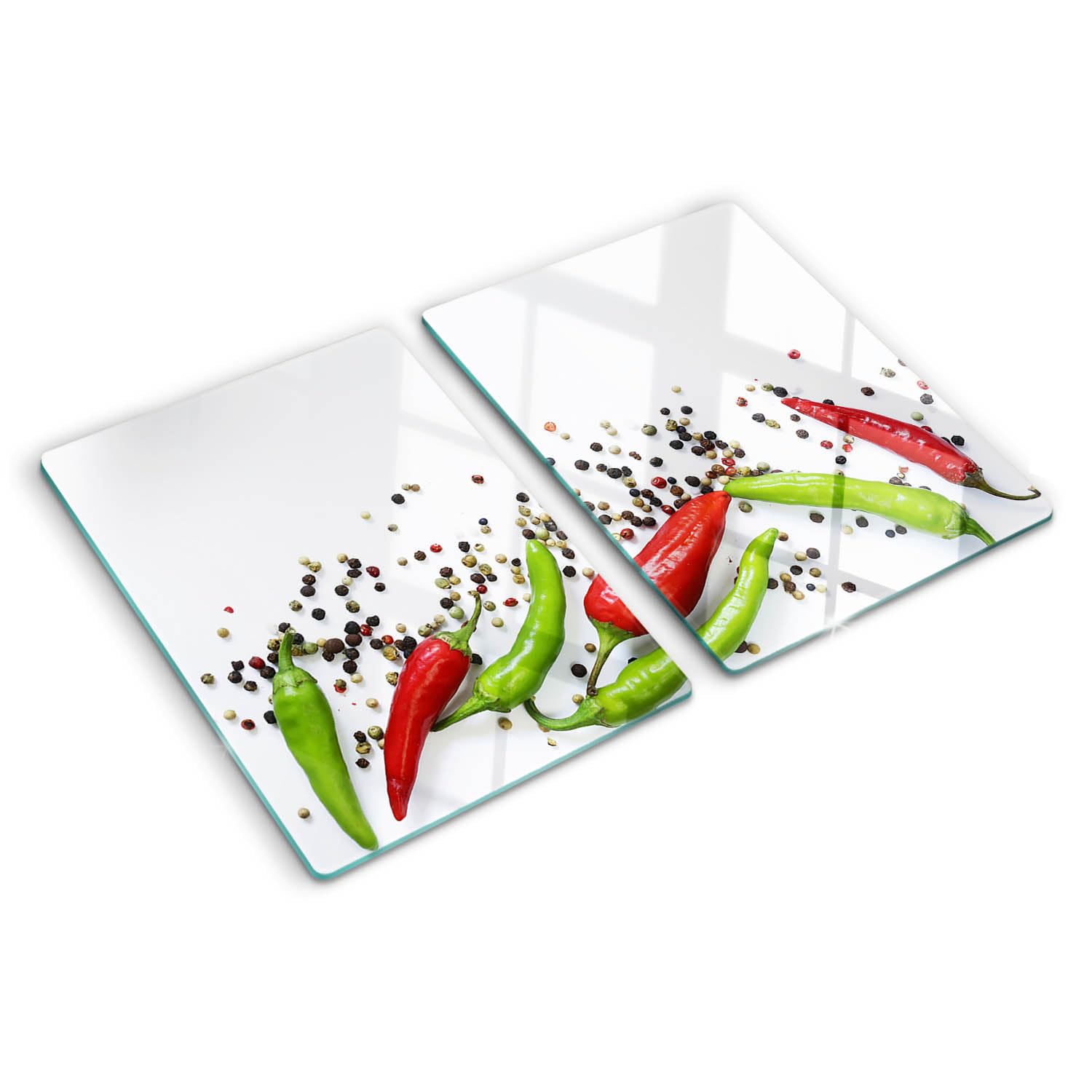 Planche de cuisine en verre 40x52 cm, protège-plaque antidérapant décor piments