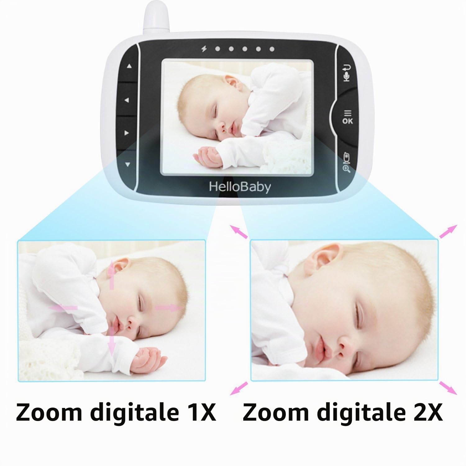 HelloBaby HB32 Visione Notturna Video Baby Monitor 2 vie Citofono