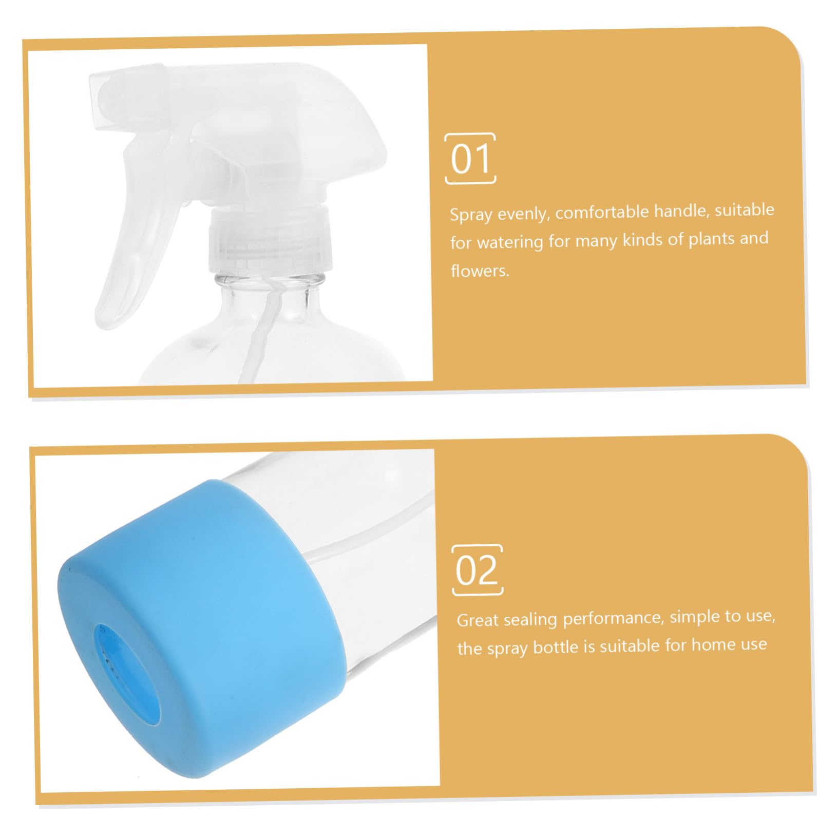 Ipetboom 3 Stück Leere Sprühflaschen aus Glas Wiederbefüllbar 500 ml mit Silikon Sleeve für Pflanzen für Zuhause