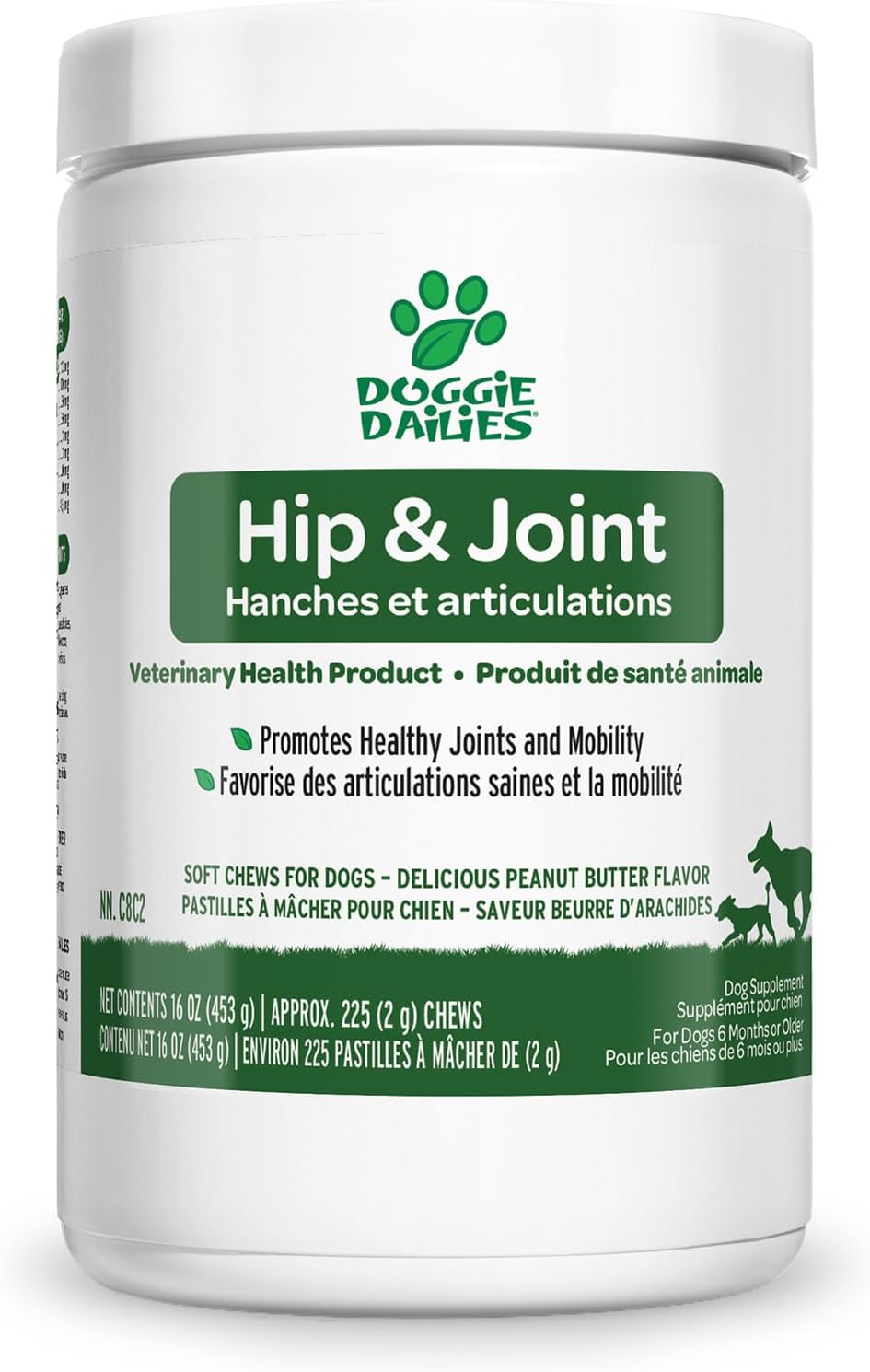 Doggie Dailies Glucosamine for Dogs 225 Chews Joint Supplement for Dogs of All Breeds