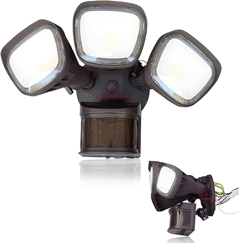 RuggedGrade Turin II Series - Luz LED de seguridad de 30 vatios - Luz de pared de movimiento - 3600 lúmenes, sensor de 240 grados - Carcasa de