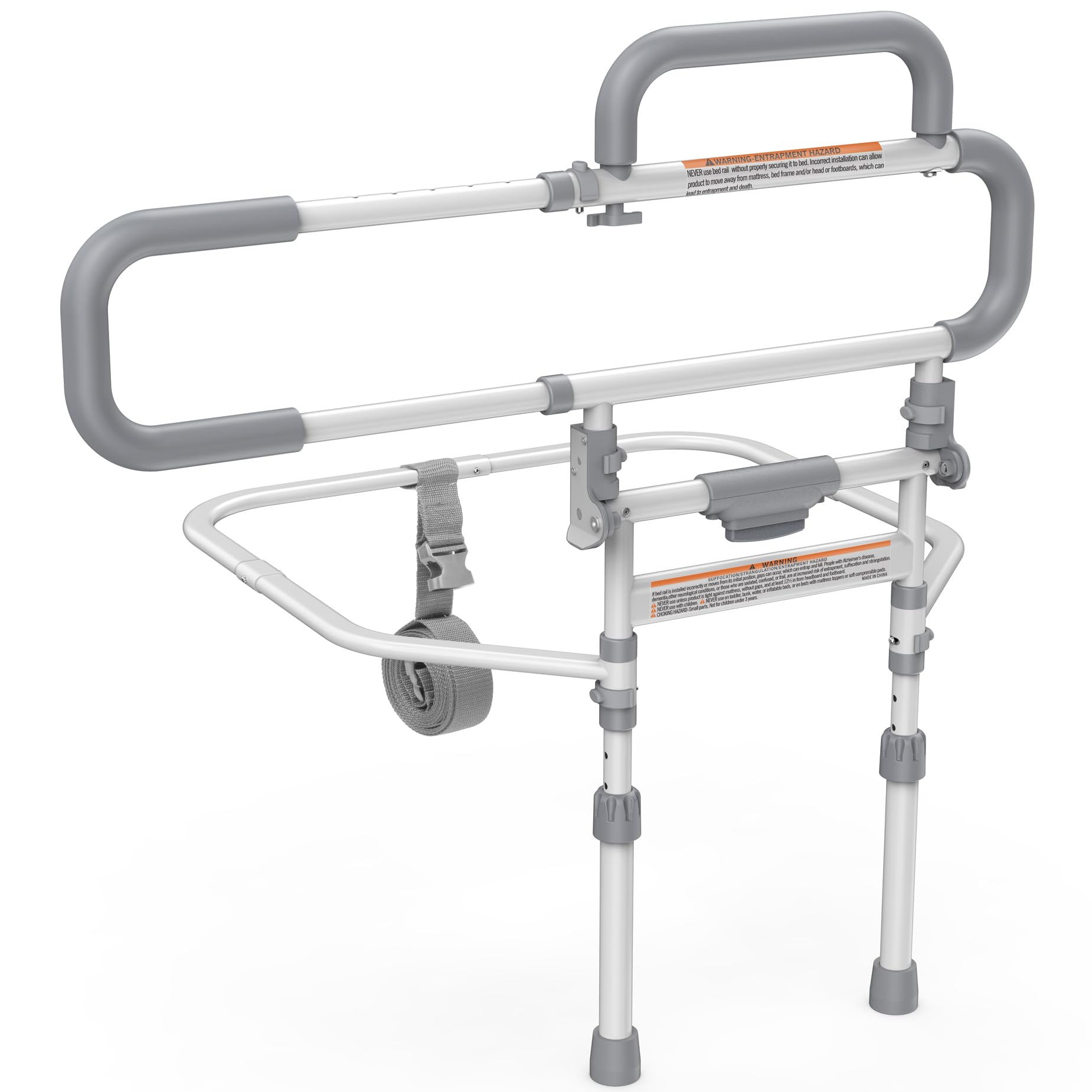 Photo 1 of Lemagalu Heavy Duty Bed Rails for Elderly Adults Safety-Foldable Bed Rail for Senior with Adjustable Heights,Bed Handle Bedside Assist with Pocket -504M (White and Gray)