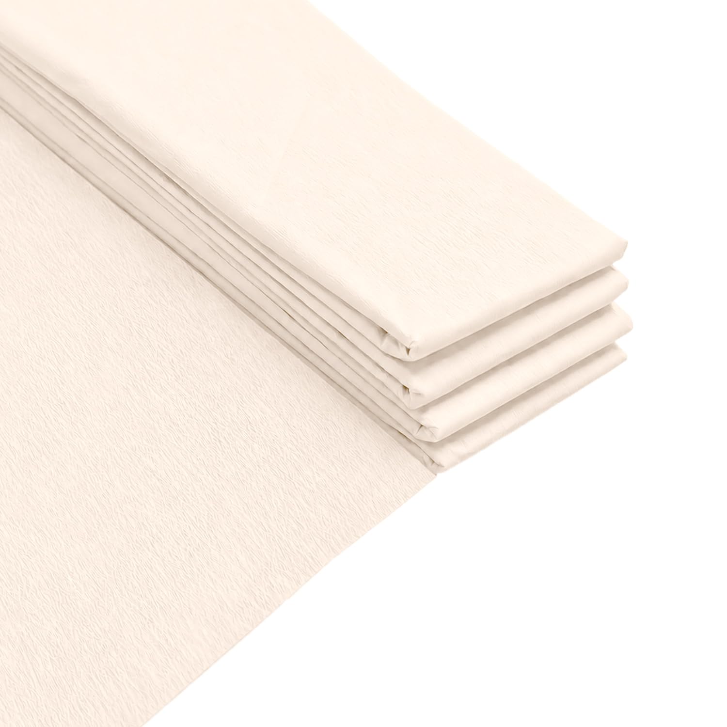 Pack of 20 Ivory Crepe Paper Sheets 50cm x 2m 17GSM 35% Stretch Craft Paper