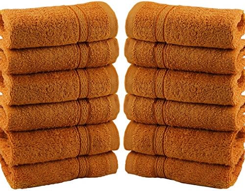 Casabella Pack Of 12 100% Cotton Face Cloth Towels Flannels Wash Cloth 550 Gsm (12 Pieces Face Towel Set, Grey)