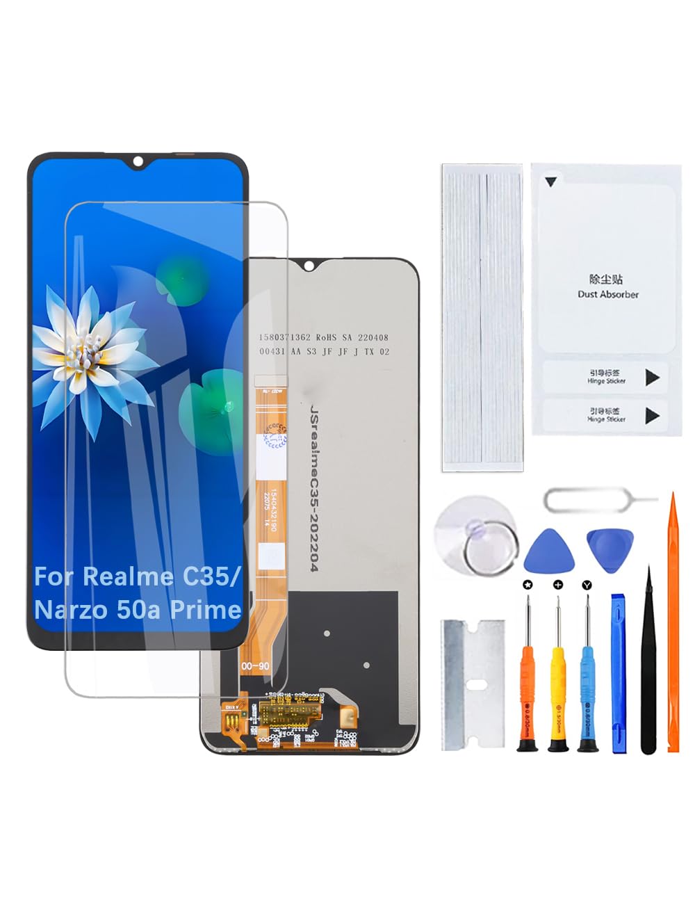 H&LYCYJ Schermo display per Realme C35/Narzo 50a Prime RMX3511 RMX3516 RMX3517 LCD di ricambio con kit