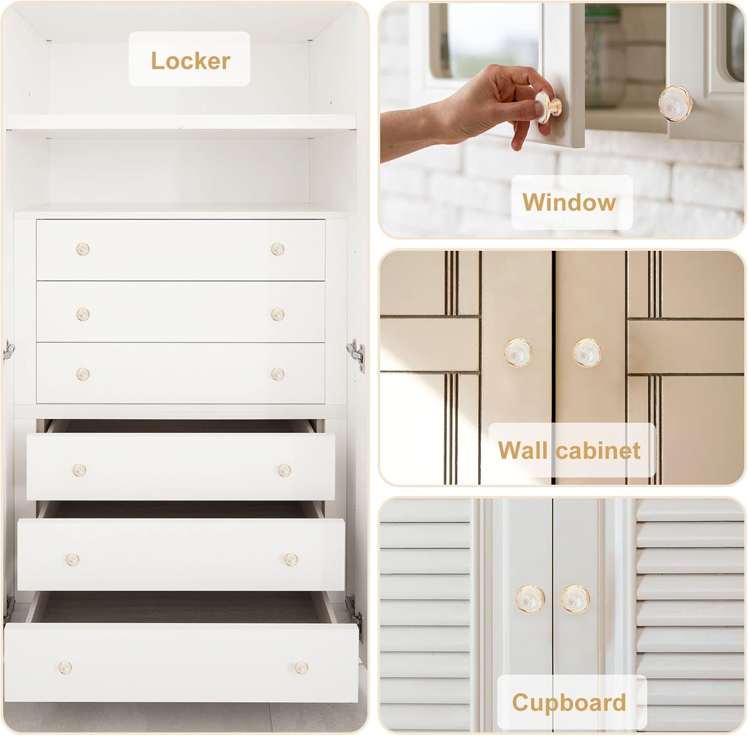ECREW 10 Pieces Cabinet Round Knob Drawer Kitchen Pulls Cupboard Door Handle 1.18" Diameter