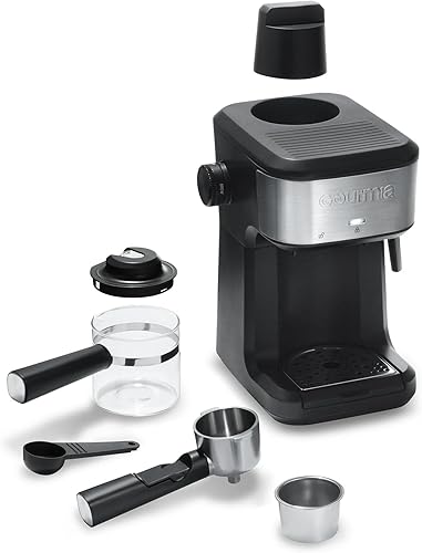 Miniatura 5 de Gourmias - Cafetera de café espresso de vapor de 4 tomas y máquina con varita espumante, cafetera eléctrica de 1.5 L para capuchino y café con