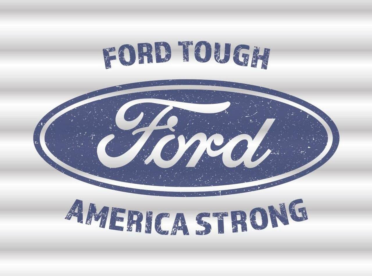 Scvgfdxzs Tin-20 Ford Logo Corrugated Sign - Nostalgic Vintage Metal Wall Decor - Retro Metal Tin Sign 12X16 Inch