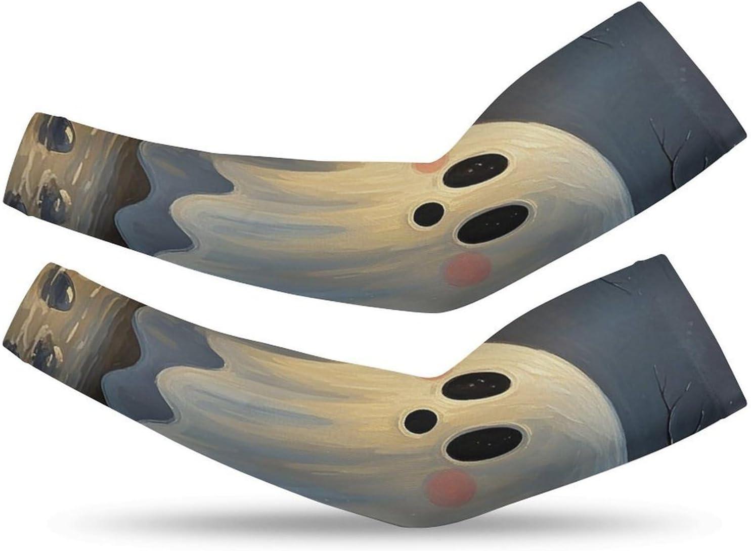 Holding Ghost Candles Arm Sleeves for Men Women Sun Protection Sleeves Cooling Compression Arm Covers for Sport