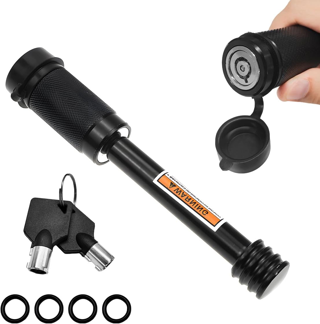 Hitch Receiver Pin Lock, Anti-Theft Trailer Receiver Lock with 5/8″ Pin & Rotating Head, Towing Hitch Lock Compatible with Bike Rack Hitch Ball Tow Rope, Car Accessories