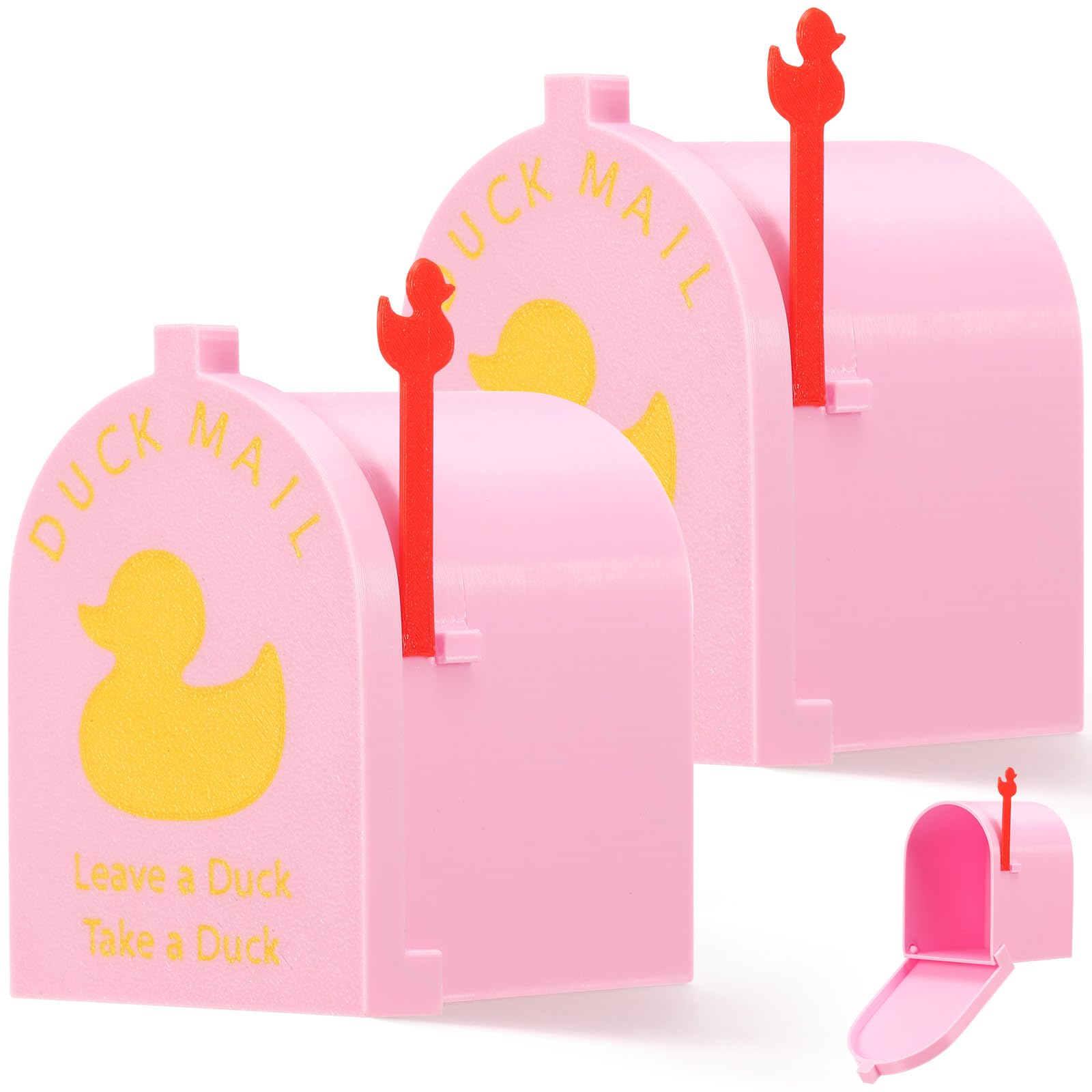 Bpyhebe Pink 2Pcs Magnetic Cruising Duck Mailbox, 3D Printed Wall Mounted Mini Mailbox With Moving Flag For Cruise Ship, Fridge Door Decor, Gift For Duck Lover(Pink)