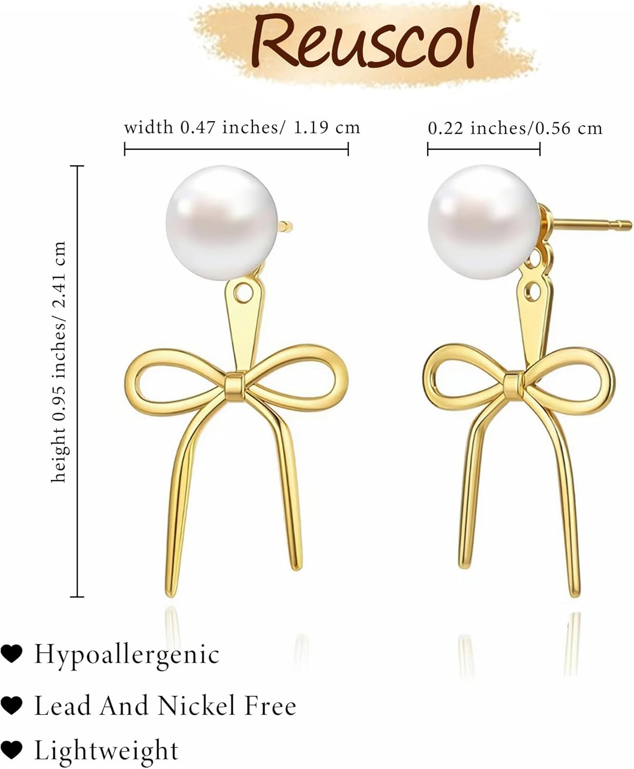 Gold Earrings for Women Gold Bow Earrings Dainty 14K Gold Plated Hoop Stud Dangle Earrings Trendy Minimalist Cute Christmas Bow Jewelry Gifts for Women Hypoallergenic - Image 6