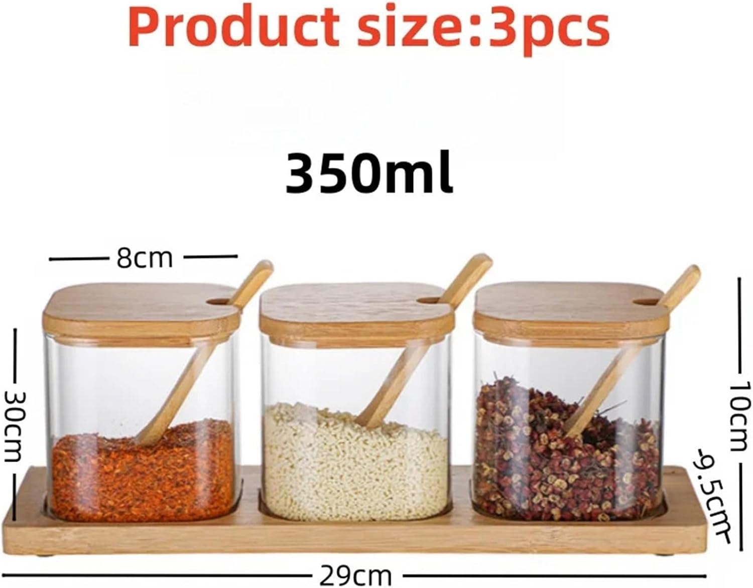 Serving Tray Food Plate Snack Solid Jewelry Organizer Spice Boxes 3pcs Set Glass Seasoning Jars with Lid Spoon and Storage Salt Sugar Spices