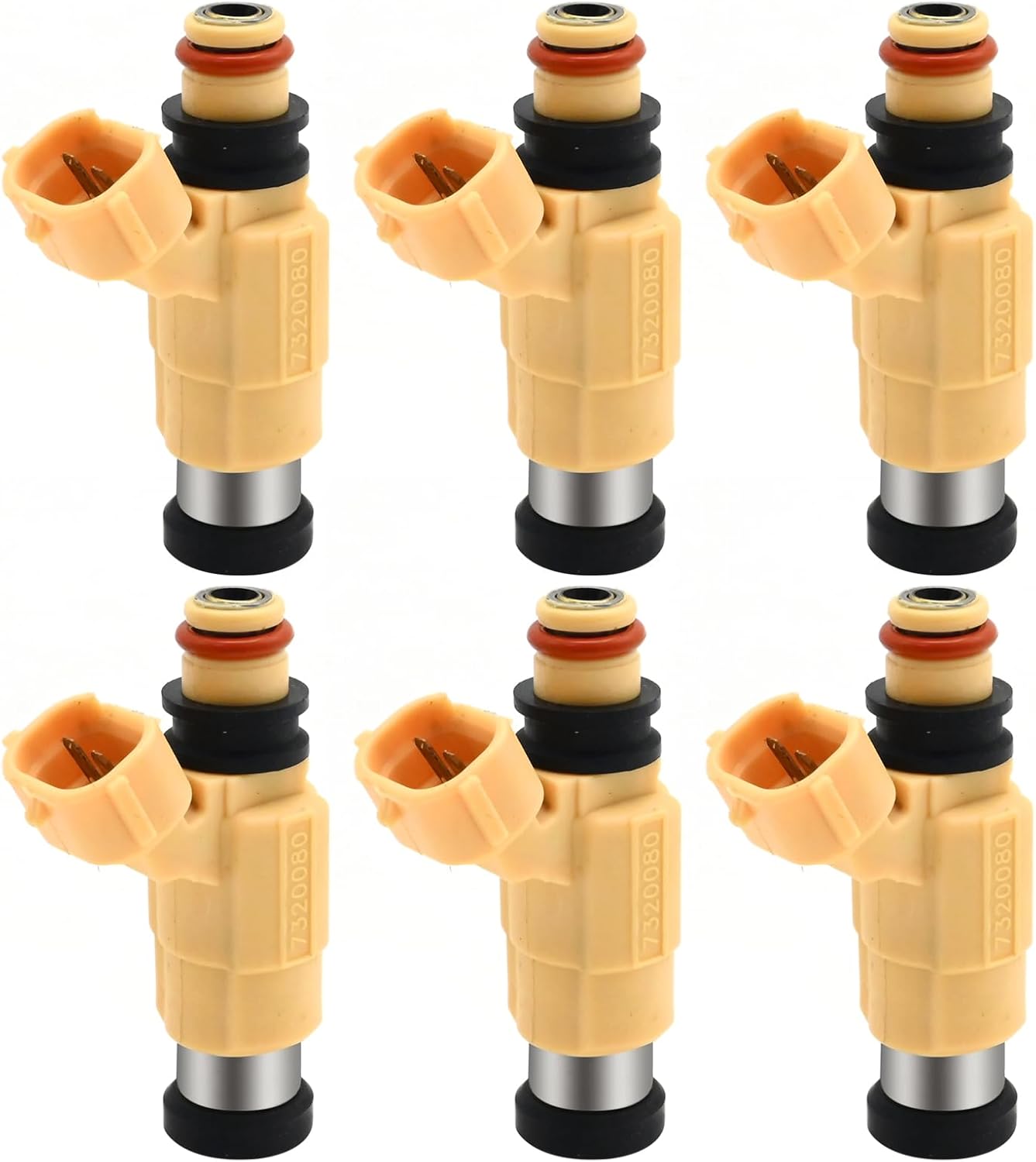 6Pcs CDH240 Fuel Injector Replacement for Yamaha F200 200HP F225 225HP 2002 2003 2004 2005 2006 2007 2008 2009 2010 2011 2012 Four Stroke Outboard Replace 84212299