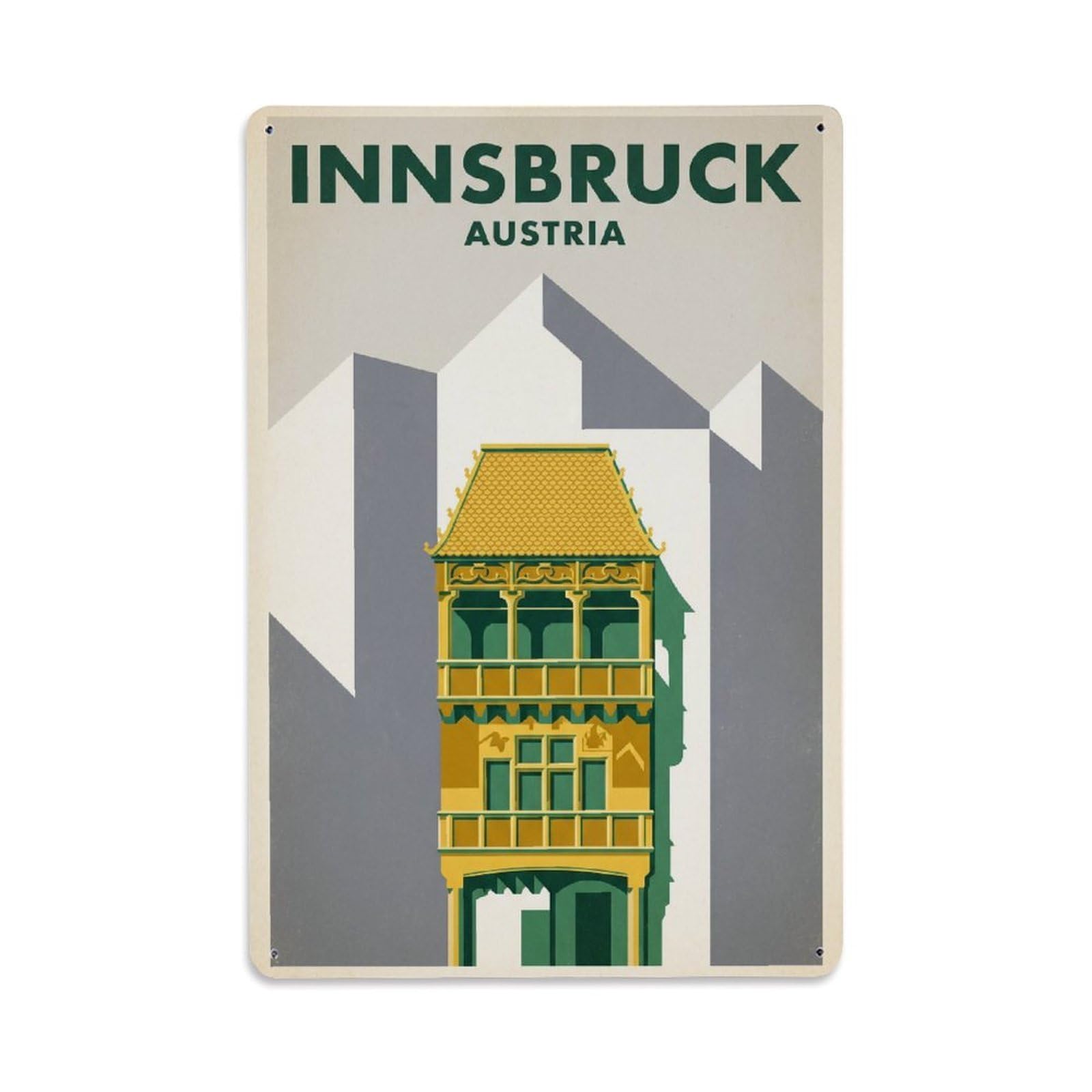 Austria Innsbruck Vintage Travel Metal Tin Sign Plaque Wall Decor for Cafe, Club Bar, Office, Garden Metal Poster 8x12Inch