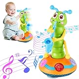 Children's Electric Caterpillar Saxophone Musical Toys, Dancing Saxophone Caterpillar, Baby Sensory Toys with LED Lights for Toddler Boys Girls Without Battery (Blue-1 Pcs)