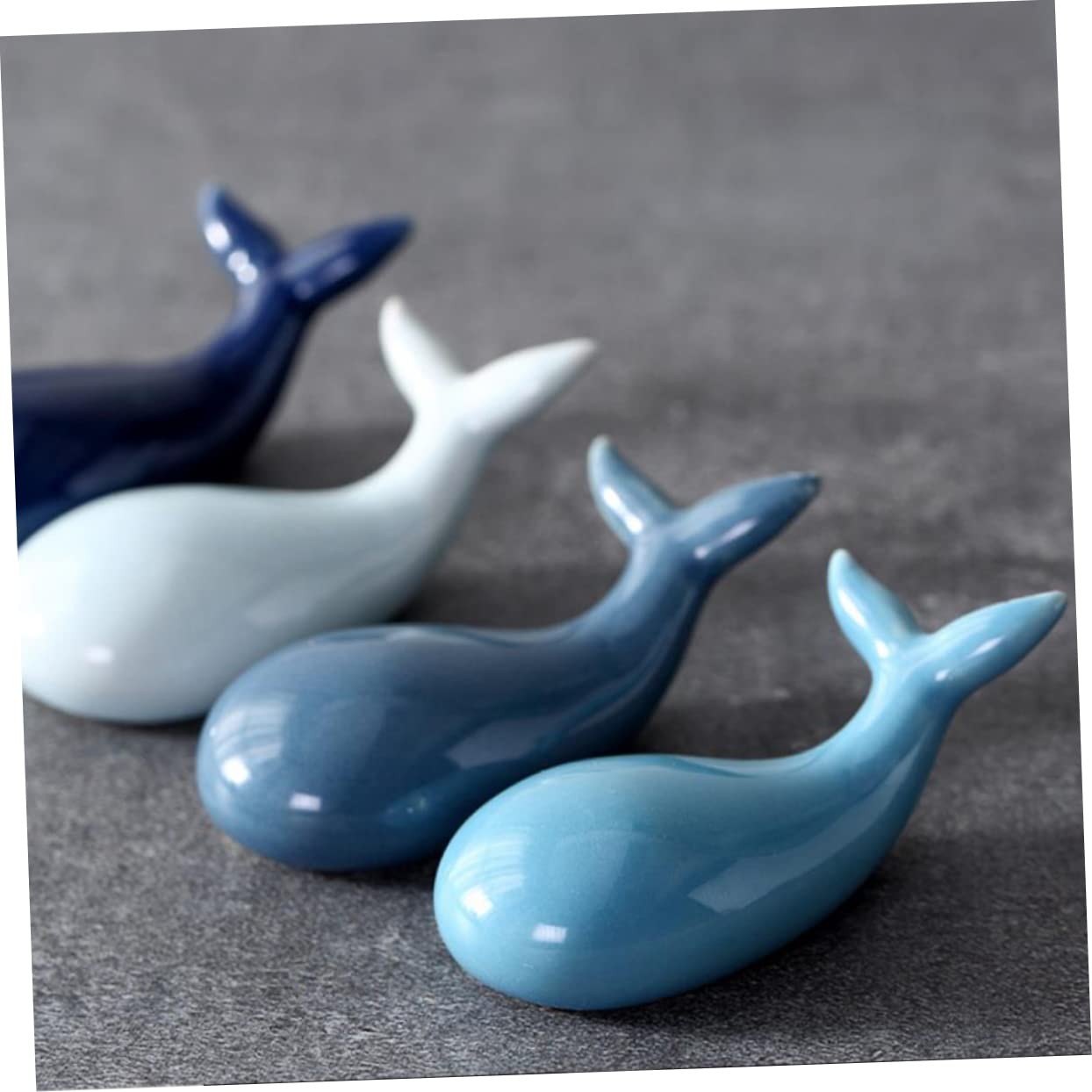 Amosfun Poggia Bacchette e Porta Posate in Ceramica a Forma di Balena, Set 2 Pezzi Blu Navy, Mantiene Tavolo Pulito, Adatto per Bacchette, Cucchiai e Forchette, Accessorio Cucina Casa