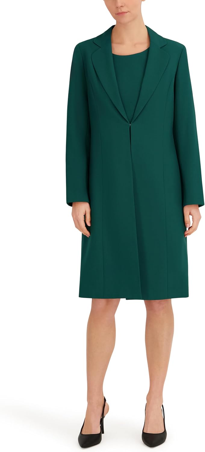 Le Suit Women's Long Coat & Basic Sheath Dress