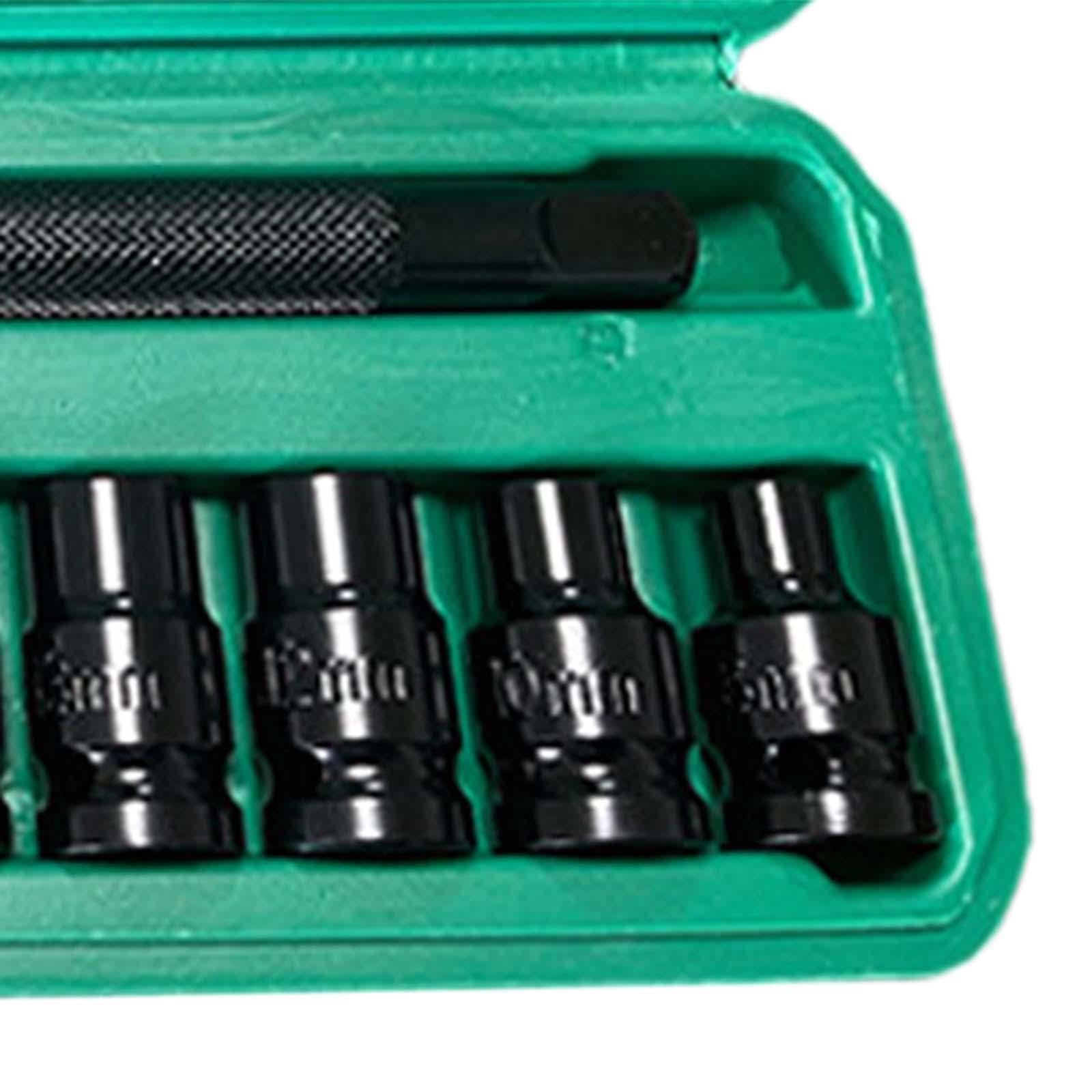 Klucz nastawny ze stali nierdzewnej, klucze nastawne szczękowe, 10 nasadek udarowych 1/2" 8 mm-17 mm ze schowkiem, stalowy klucz grzechotkowy