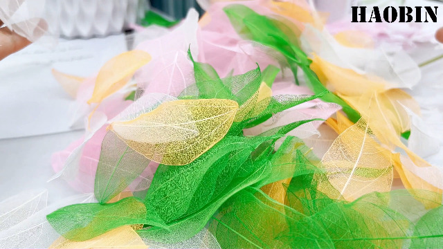 ChangThai 100 Stück Gefärbte Skelettblätter – Getrocknete Gummibaumblätter, Ca. 8,9 Cm, Für Deko & Basteln