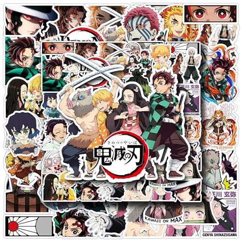 Image of Pack of 64 - Demon Slayer Anime Sticker - Waterproof Vinyl Anime Decals for Laptop, Water Bottle, Phone & Luggage