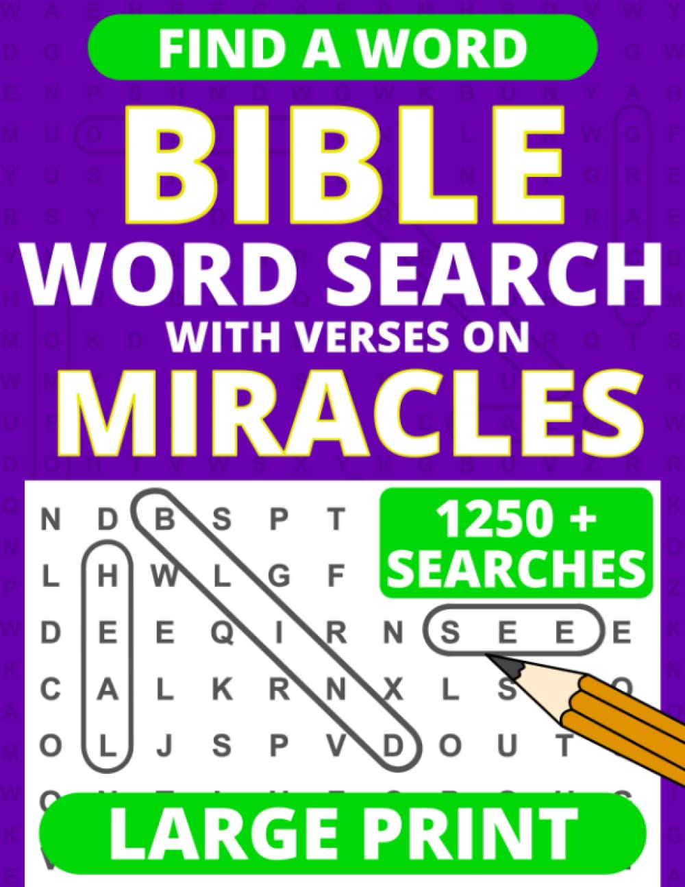 Large Print Bible Word Search – with Verses on Miracles (Large Print Bible Word Searches)