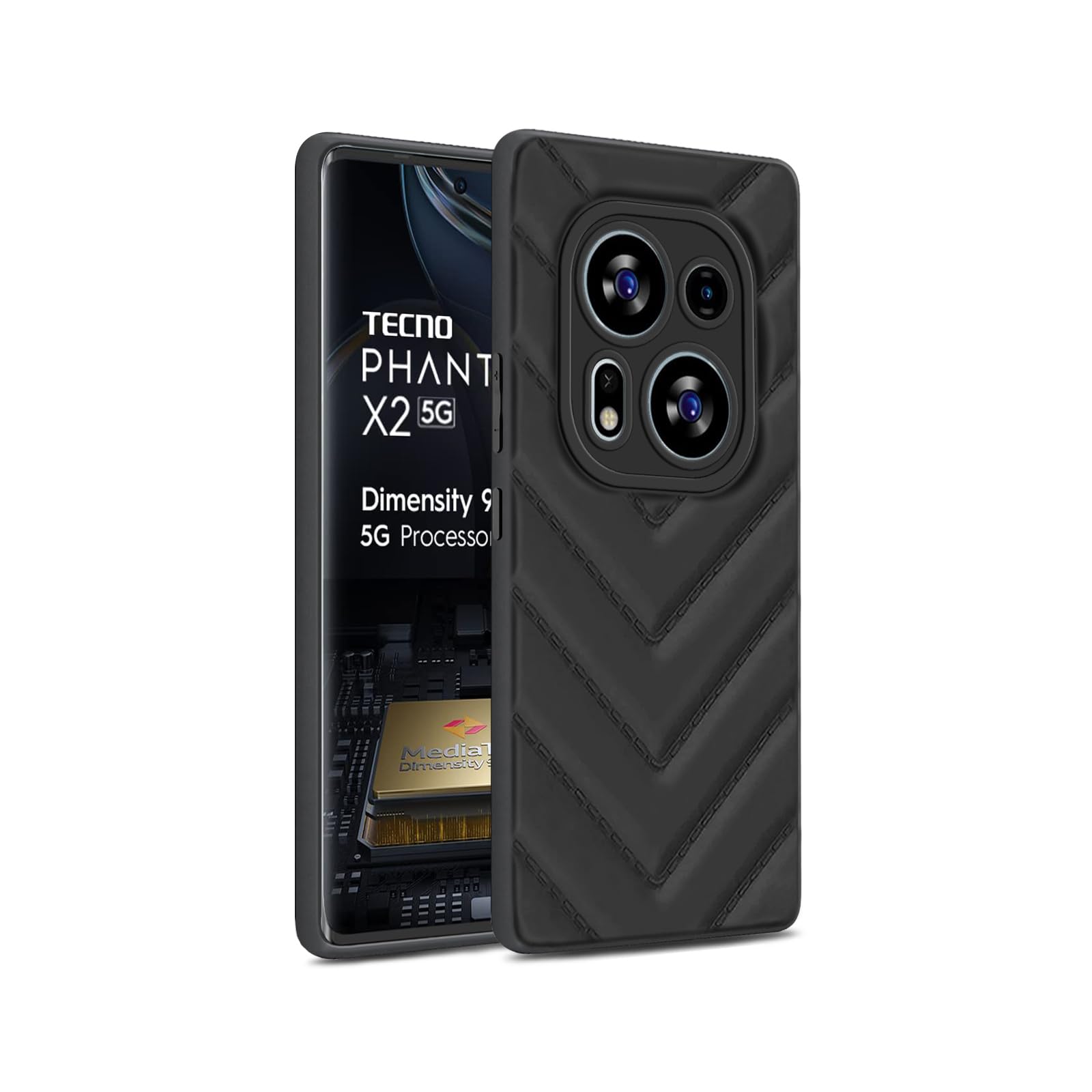 Plus Wave Cushioned Case Camera Protection Soft Back Cover for Tecno Phantom X2 - Black (B0DH53FTXV) Amazon Price History, Amazon Price Tracker