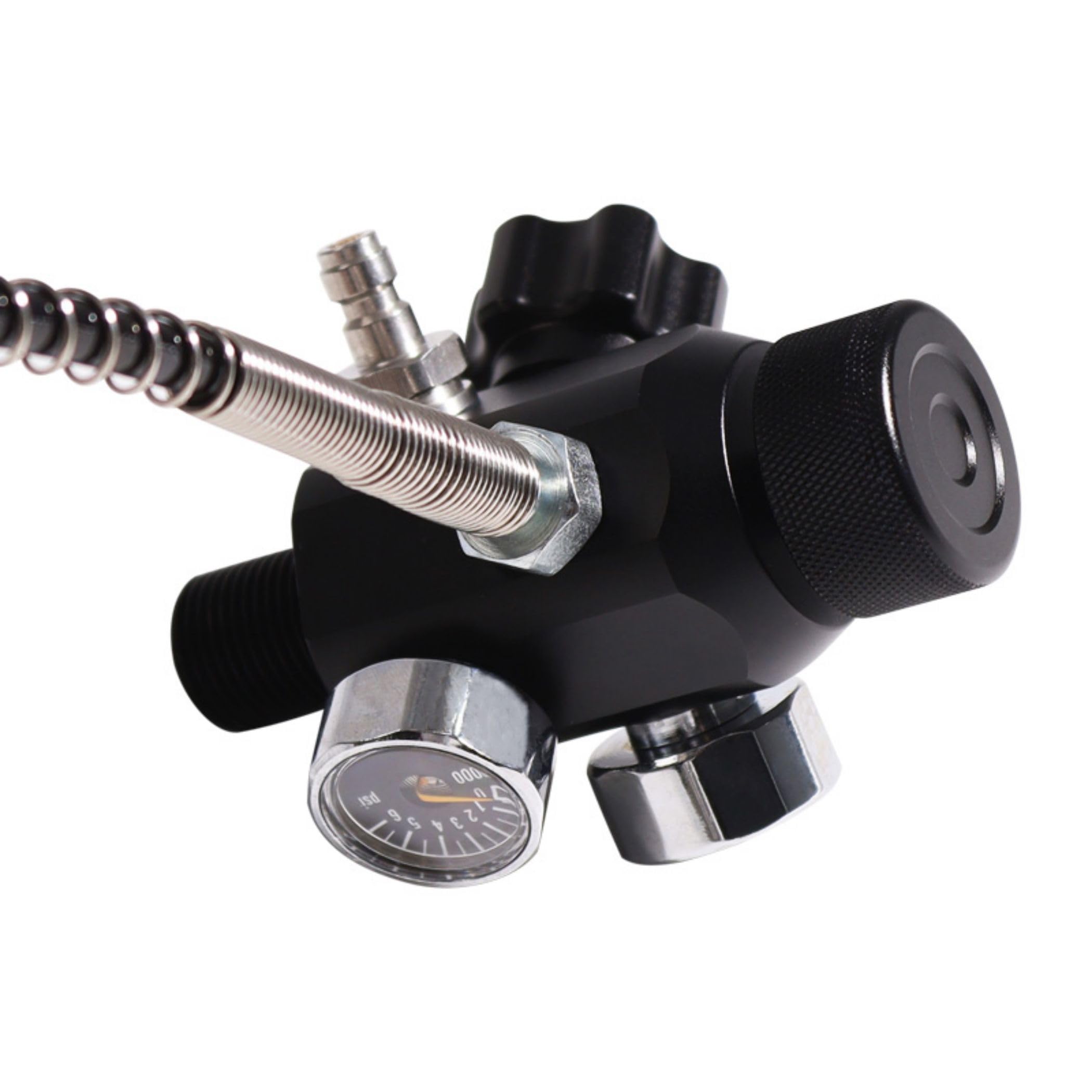 TUXING Stazione di riempimento per paintball con filettatura M18 x 1,5, 4500 psi, PCP, regolatore per pistola ad aria, valvola a doppio manometro, valvola del serbatoio dell'aria con tubo ad alta