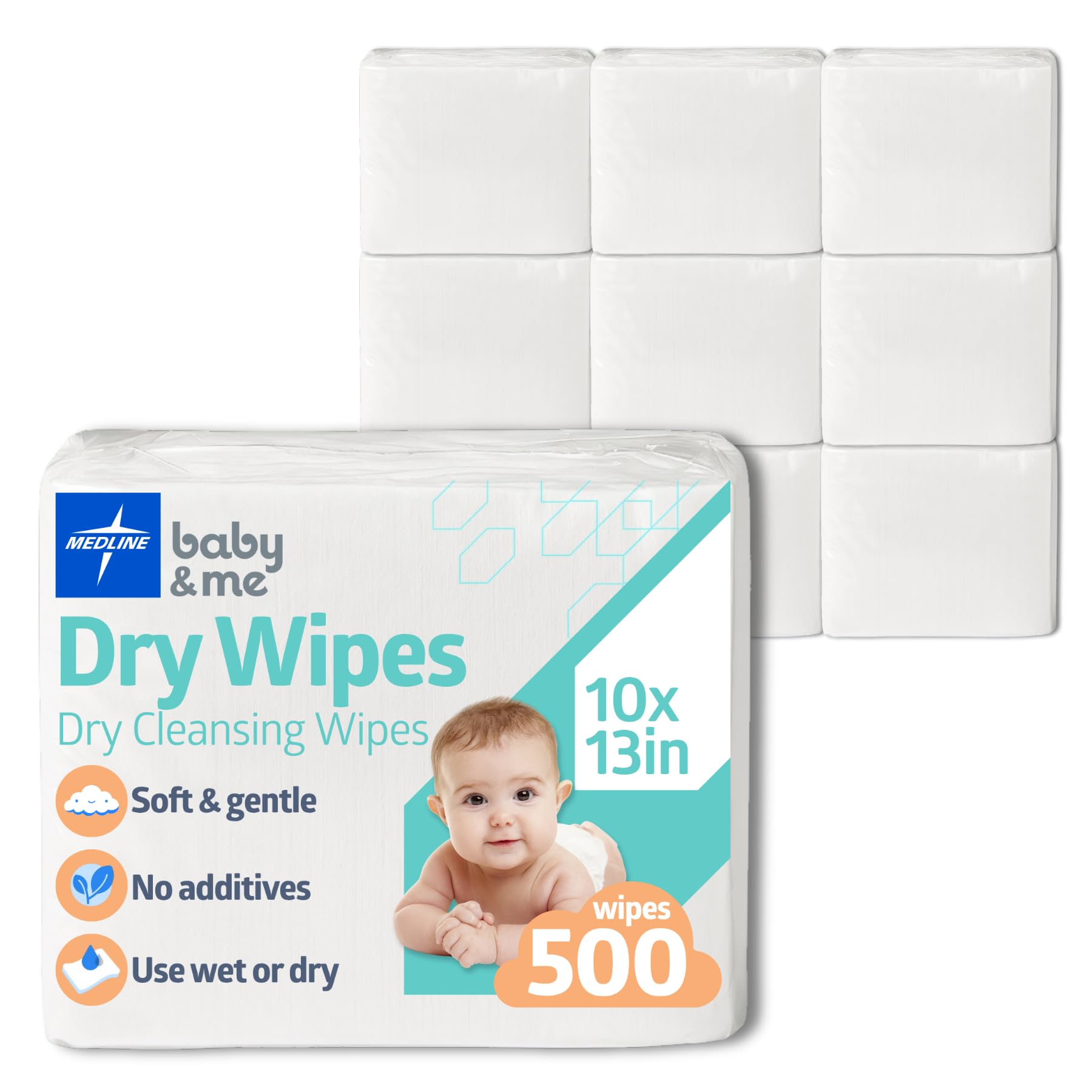 Medline Babysoft Einweg-Trockenreinigungstücher, Case of 500, 500