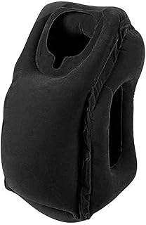 مخدة داعمة قابلة للنفخ لملحقات السفر ورحلات الطيران ودعم الرقبة أثناء النوم (لون أسود)