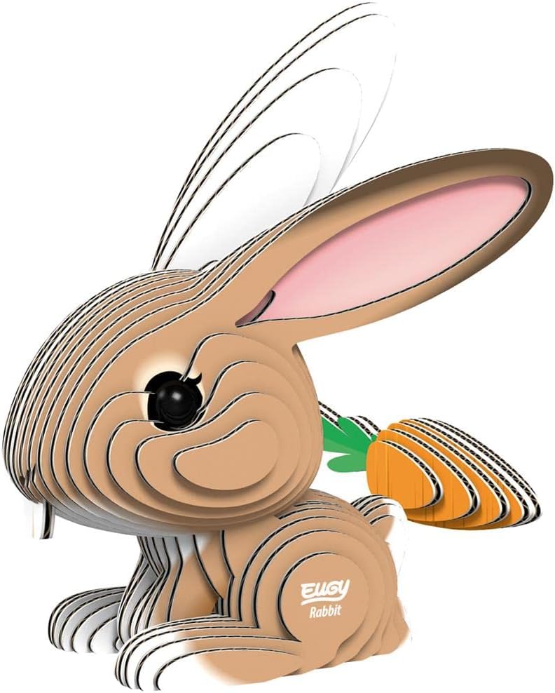 Eugy Rabbit 3D Puzzle - 39 Piece Eco-Friendly Educational Toy Puzzle for Boys, Girls & Kids Ages 6+