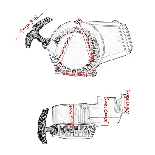 Miniatura 4 de HIAORS Arrancador de retroceso de aleación con tornillos para 47cc 49cc 2 tiempos Super Pocket Rocket Bike 50cc SYX Moto SSR SX50 Coolster Mototec