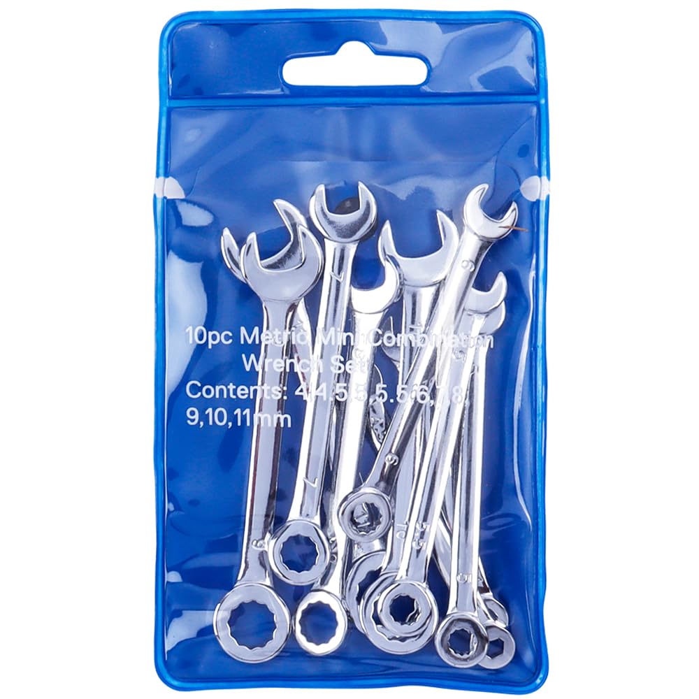 Eyech 10pcs Ratcheting Wrench Set, Metric Mini Double Open End Wrench Set with Dual-purpose Spanner Tool Gear Ring Ratcheting Wrench Set Car hand Wrench Tool 4mm-11mm, EYEUS-GY0645
