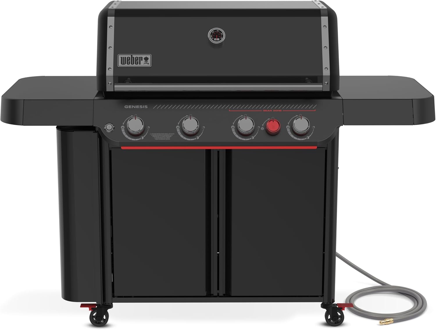 Weber Genesis® E‑430 Gas Grill Stealth® Edition (Natural Gas) for Outdoor Cooking, Premium 4‑Burner – Porcelain-Enameled Cast-Iron Grates, PureBlu, Sear Zone with Weber Crafted® Frame Kit