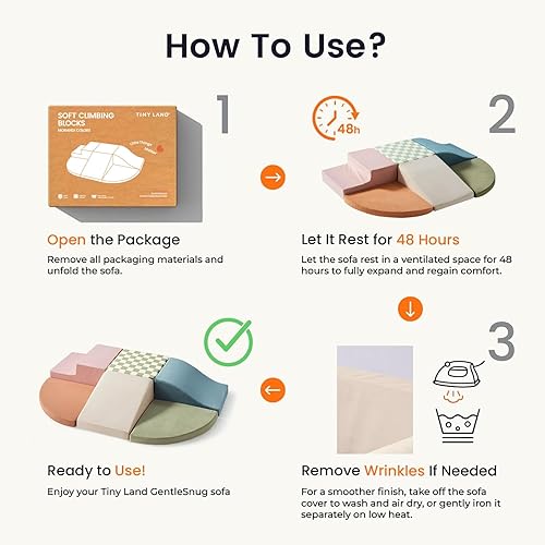 Miniatura 7 de Tiny Land Bloques de escalada de espuma suave para niños pequeños, 6 piezas de bloques de escalada de espuma para bebés, juguetes de escalada en el