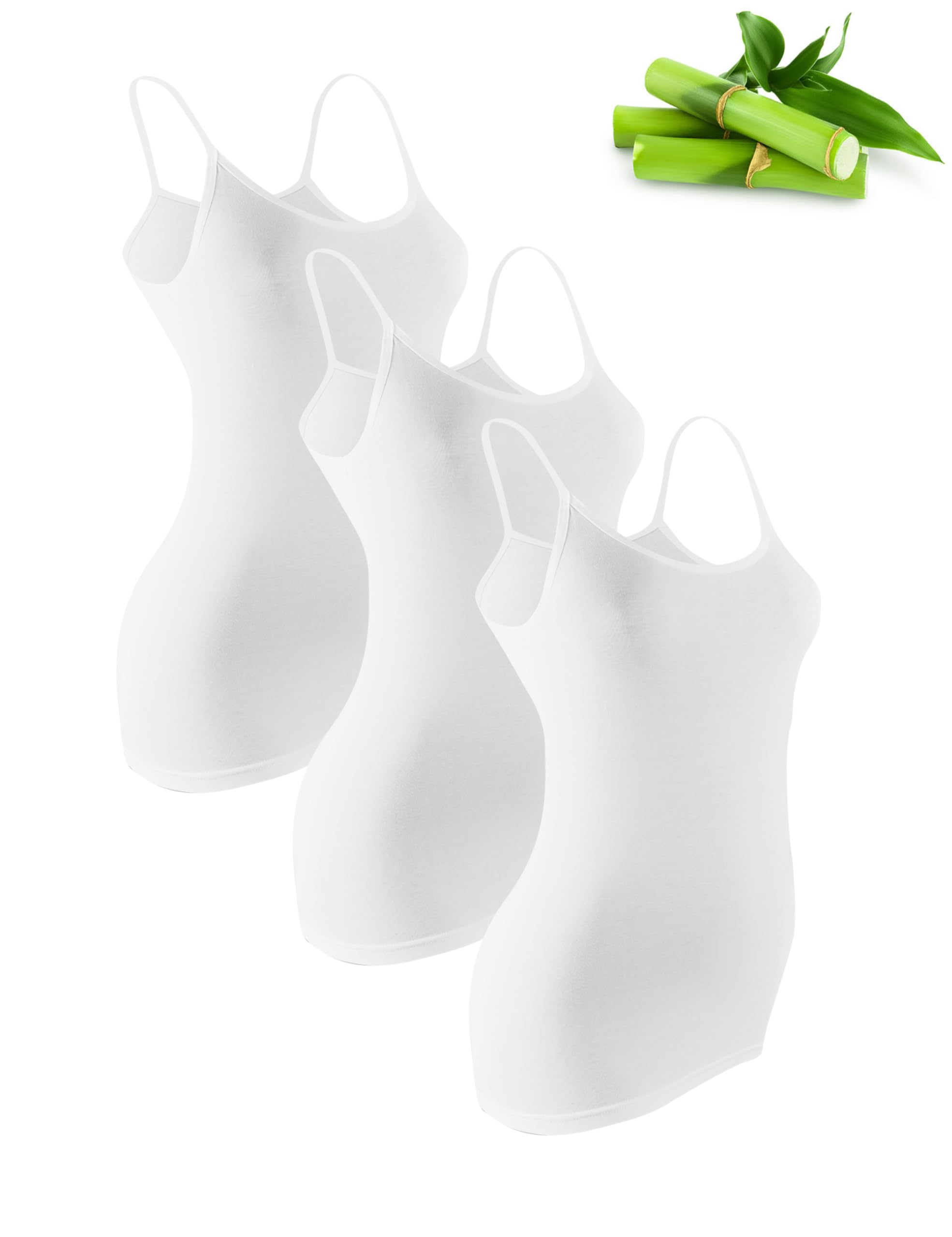 basic treasure Pack of 3 Women's Bamboo Spaghetti Wide Straps Vests-picture-40
