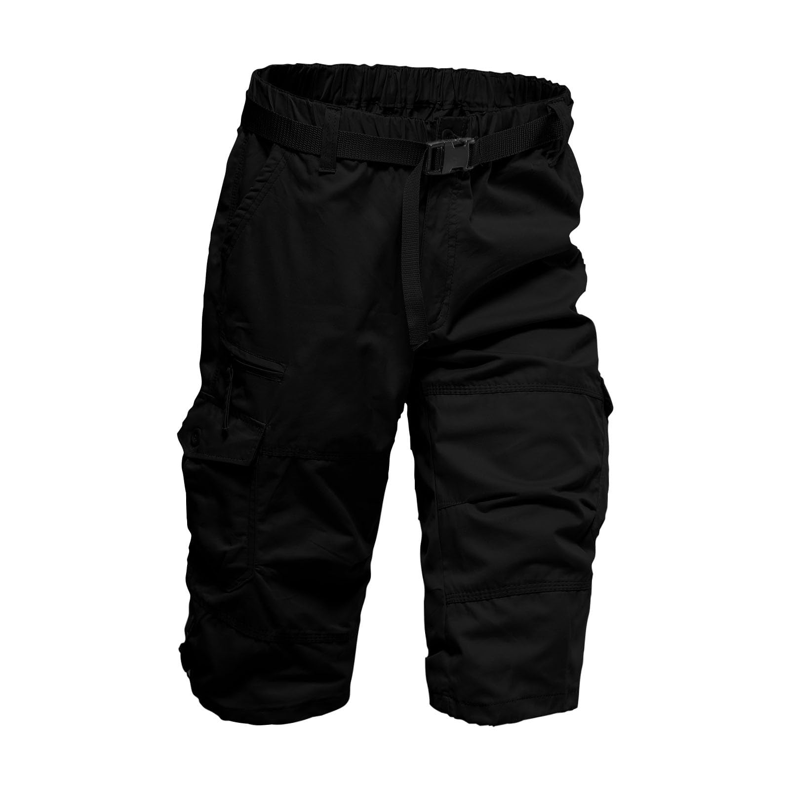 Mens Capri Long Twill Bermuda Cargo Shorts Relaxed Fit Workout Athletic Hiking Elastic Waist Business Casual Golf Shorts