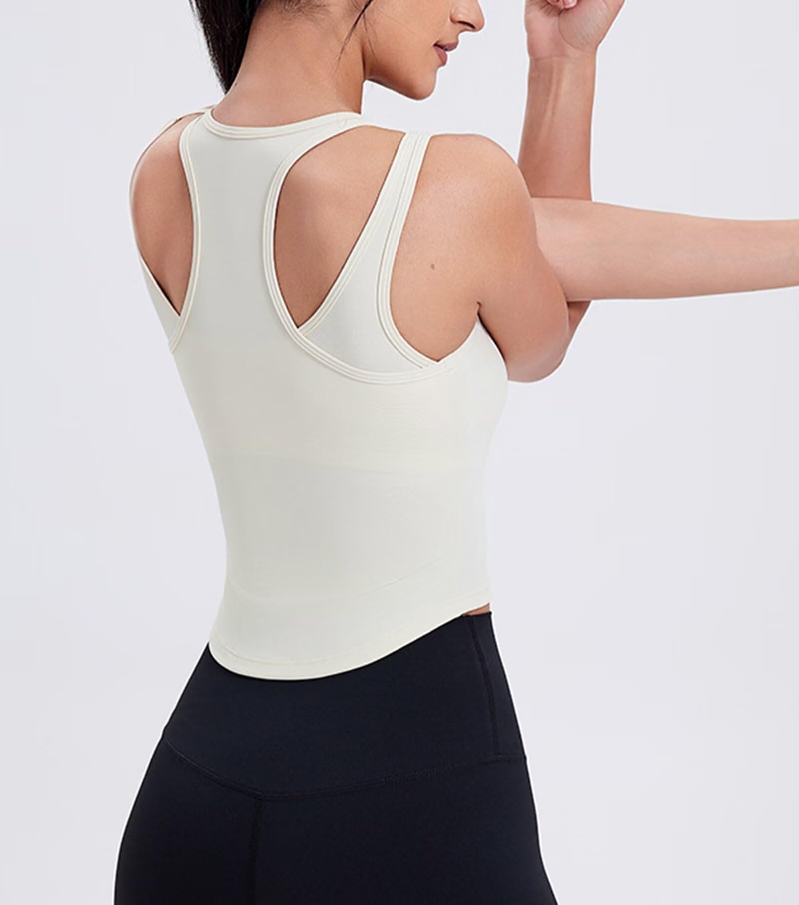 Rivccku Canotte da Allenamento da Donna con Reggiseno Incorporato Canotta Sport Yoga Palestra Camicie Senza Maniche Estate