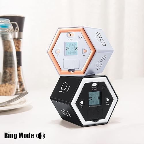 Miniatura 5 de YATOISUR Temporizador hexagonal con función de silencio y alarma, temporizador de cocina fácil de usar, temporizador pomodoro de gestión del tiempo