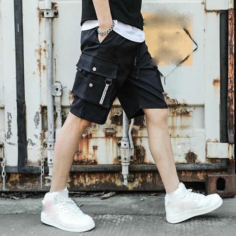Men's Slim Fit Straight Leg Summer Thin Cargo Mid-Length Versatile Casual Ice Silk Outdoor Shorts