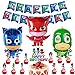 PJ hero Globos Papel Aluminio simyron 18pcs PJ hero temática Juego decoración fiesta Banner feliz cumpleaños Adorno torta para Niños Decoraciones de Fiesta