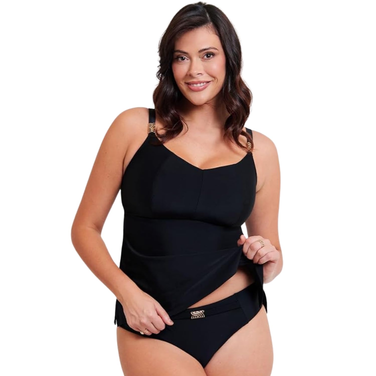 Flirtelle Women's Black Tankini Top Salento Coast Non-Padded Swimwear Size F-J