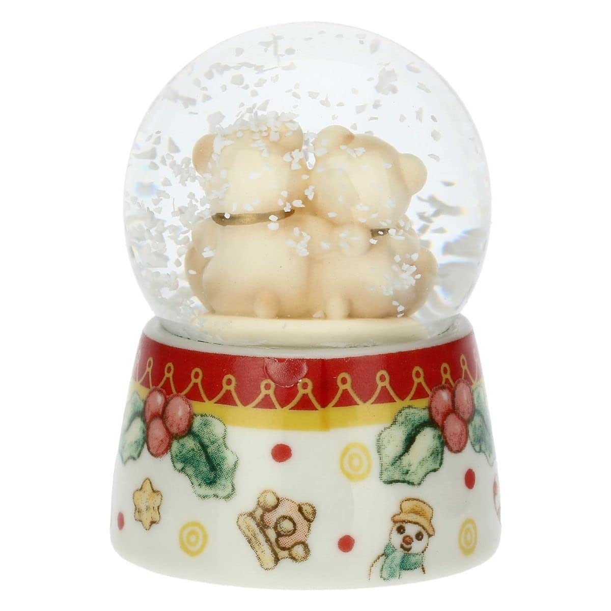 THUN - Natale 2022 - Boule de Neige con Coppia Teddy - Idea Regalo Natale 2022 - Vetro, Resina e Ceramica Decorata a Mano - 4.8x4.8x6.3 cm h