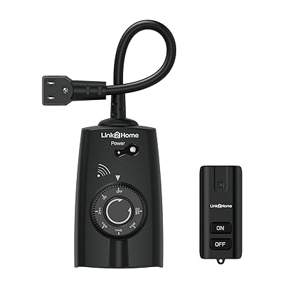 Outdoor Weatherproof Wireless Remote Control Double Outlets, Dusk to Dawn 24-Hour Timer, 100 ft range