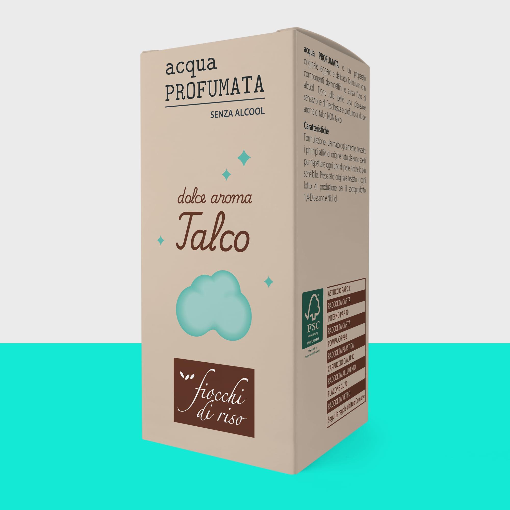 Fiocchi di Riso - Acqua Profumata TALCO - 50ml - COLONIA - Dona alla cute una delicata profumazione