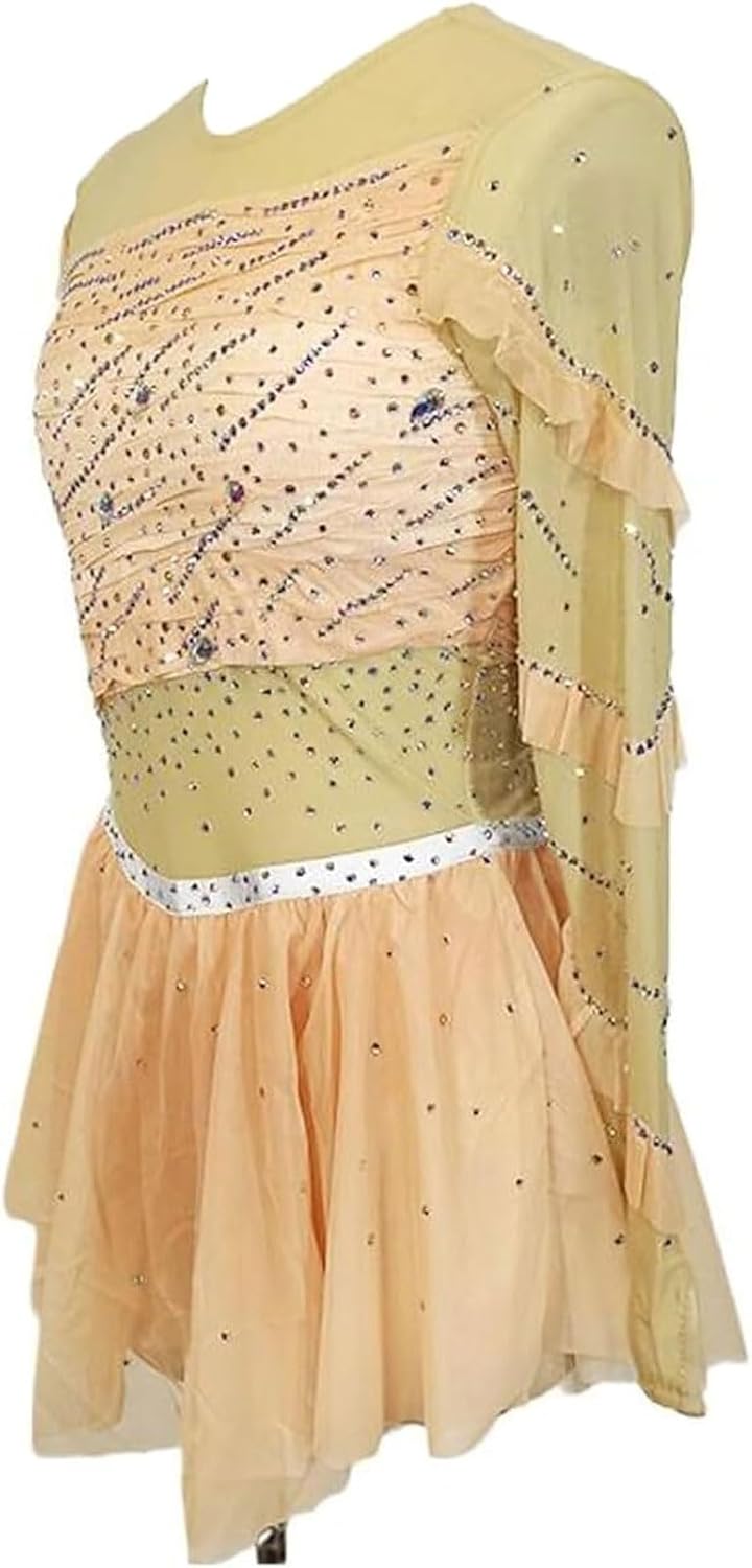 Figure Skating Competition Dress Girls' Ice Roller Skating Practice Costume Rhinestones Ballet Dancing Clothing