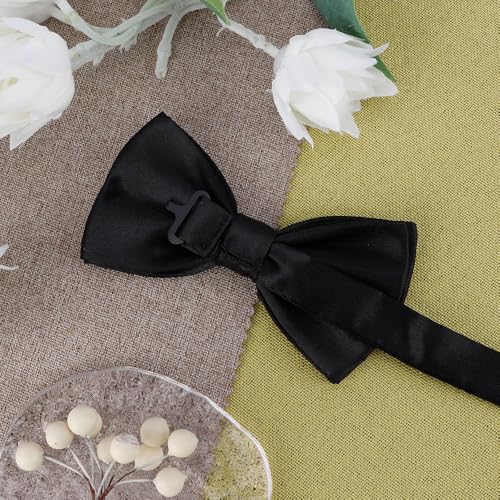 Image of Bow Ties for Men,Mens Bow Tie,Black Ties for Men,Black Tie Adjustable Solid Color Pre-tied for Boy Party Wedding