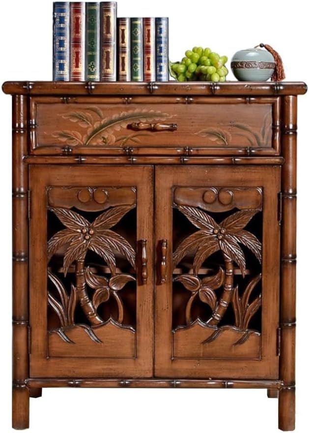 Sideboard Cabinet Retro Country Board Wood Shoe Cabinet Old Living Room Wall Storage Cabinet Hollow Entrance Dining Sideboard Sideboard Cabinet with Drawers